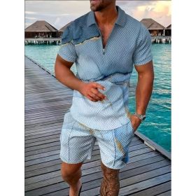 Polo Shirt Sports Short Sleeve Shorts Suit For Men (Option: Mixed blue-S)